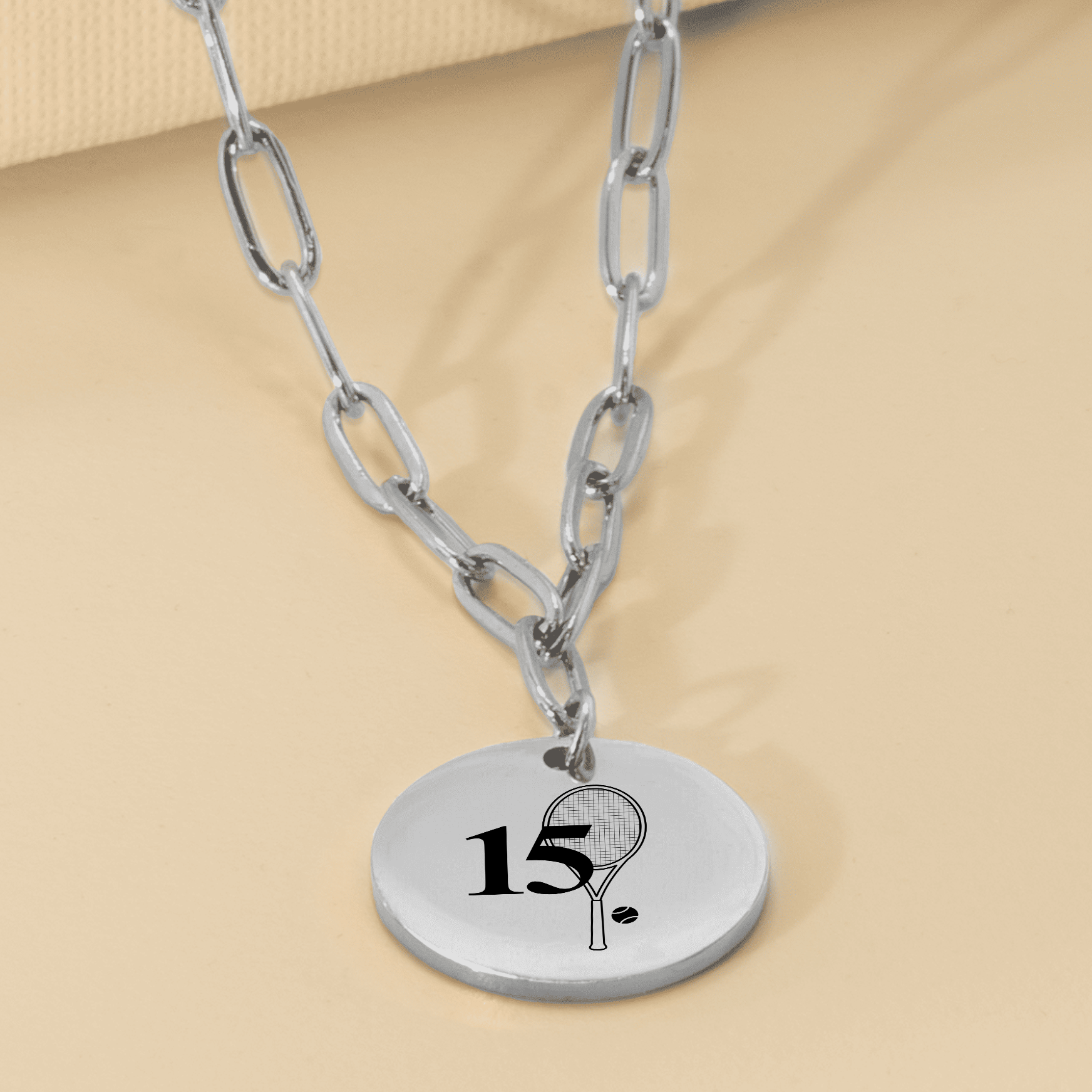Custom Tennis Necklace My Lucky Number Coin Pendant