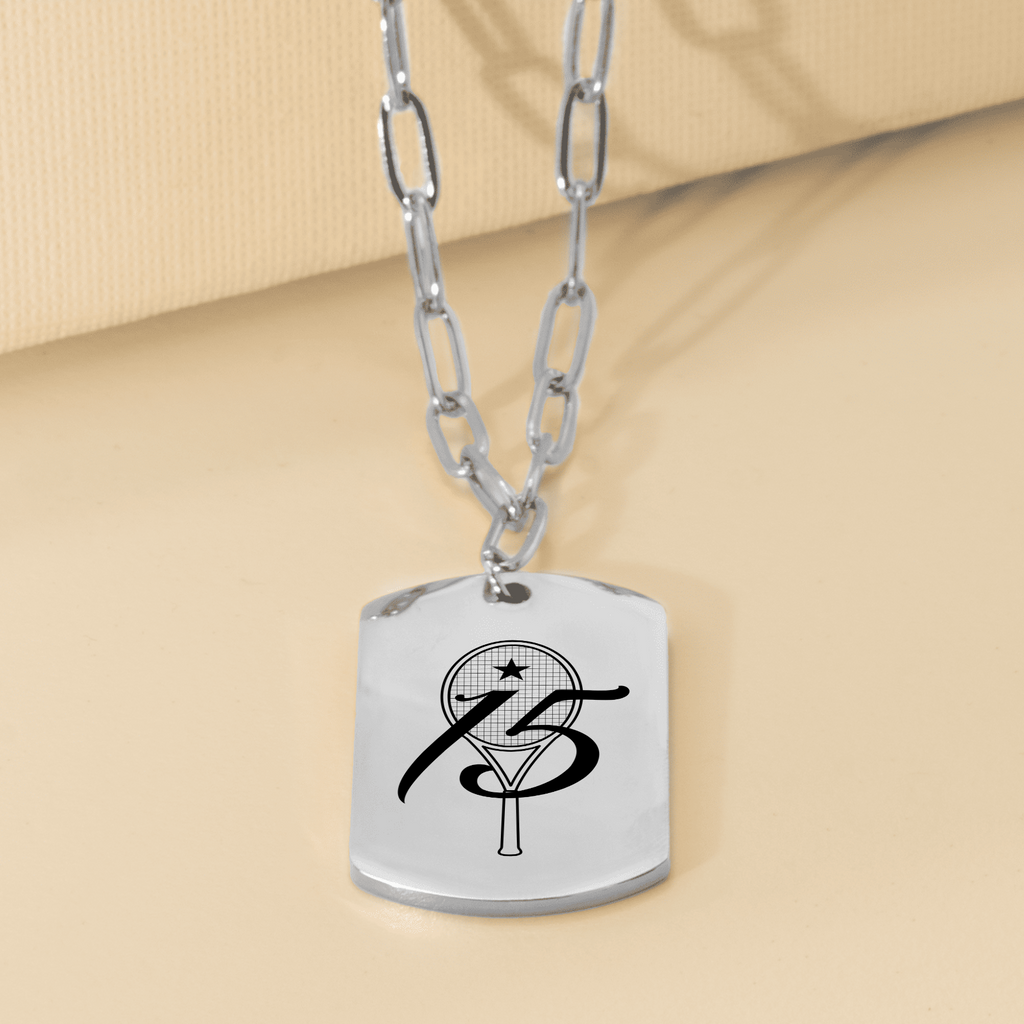 Custom Tennis Necklace My Lucky Number Tag Pendant